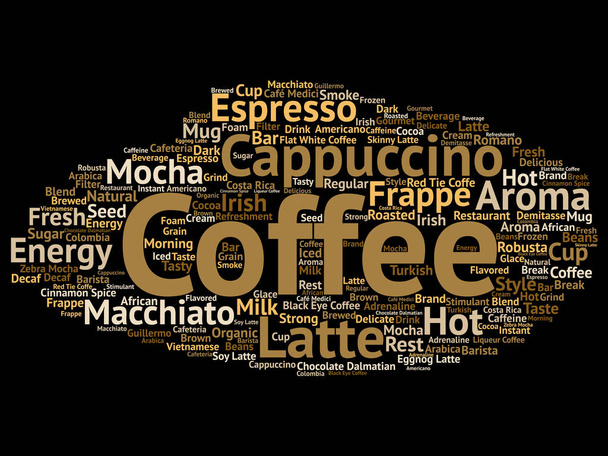 ホット コーヒー エスプレッソ抽象的な単語の雲分離 - ベクター画像