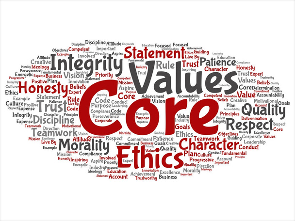 Núcleo valores integridad ética concepto abstracto palabra nube
 - Vector, imagen