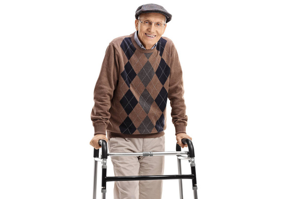 Senior with a walker isolated - Foto, Imagen