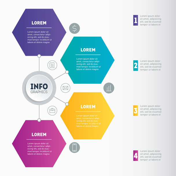 Web Template of a chart, mindmap or diagram with 4 steps. Vector dynamic infographics or mind map of technology or education process. Business presentation or infographic with 4 options - Vector, imagen