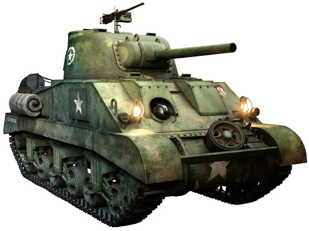 Sherman tank 3d illustratie - Foto, afbeelding