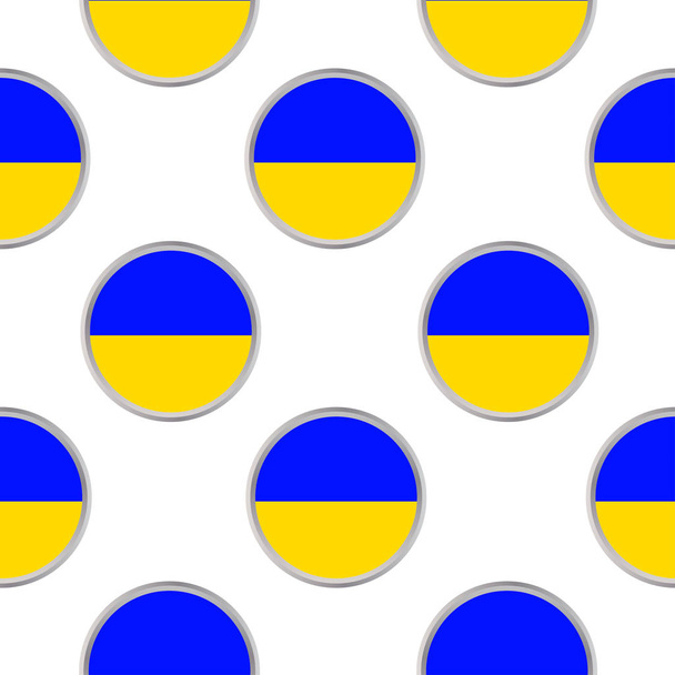 Naadloze patroon uit de kringen met vlag van Oekraïne. - Vector, afbeelding
