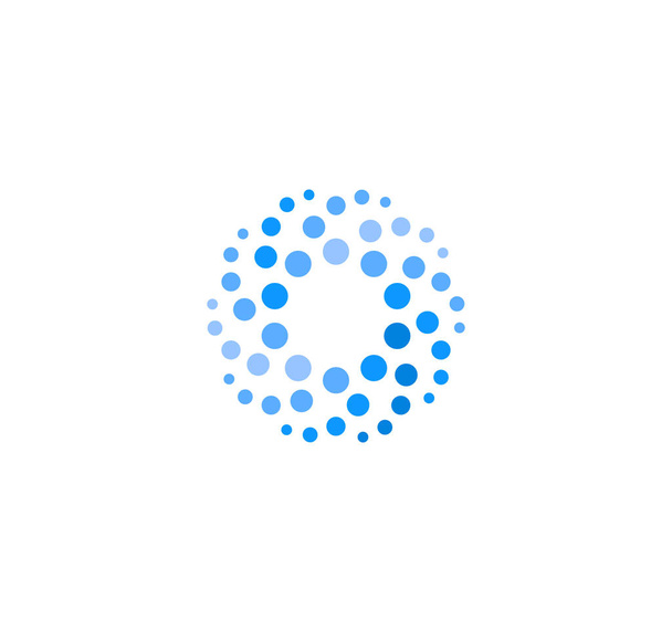 Logo rond abstrait de couleur bleue issu de cercles. Modèle de logotype de vecteur d'eau. Méthode innovante de nettoyage et de congélation. Icône boisson pétillante
. - Vecteur, image