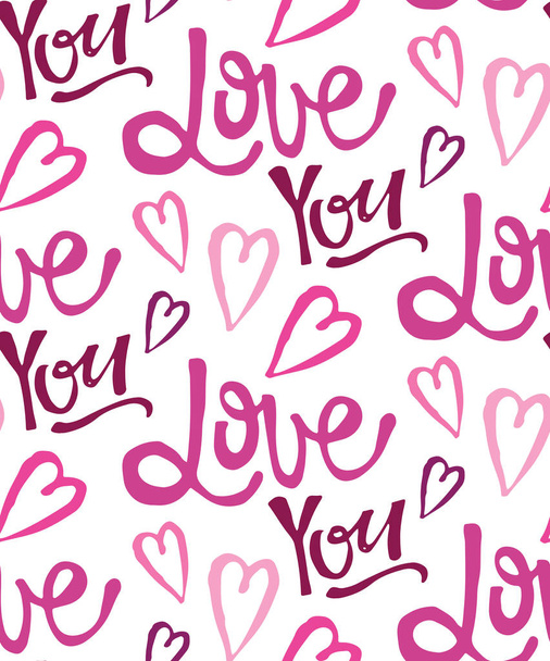 Hand drawn love lettering - pattern - Vector, Image
