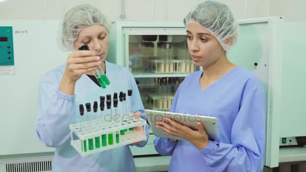 Chemiker arbeiten im Labor zusammen - Filmmaterial, Video
