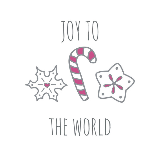 Simple vector christmas and winter greeting card with joy to the - Wektor, obraz