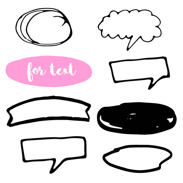 Hand drawn balloon shapes for text, speech, thought, speaking. Talk clouds sketching. Vector  - Vetor, Imagem
