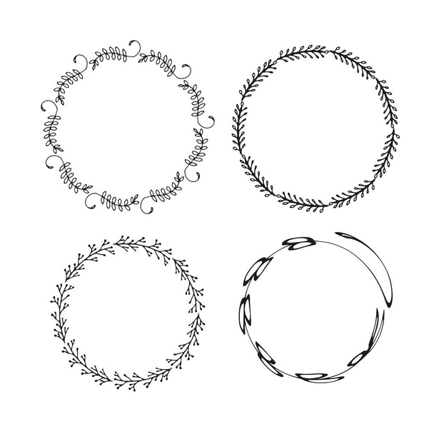 Elementos desenhados à mão para logotipo com círculos, isolados em fundo branco e fáceis de usar. Ilustração vetorial
 - Vetor, Imagem