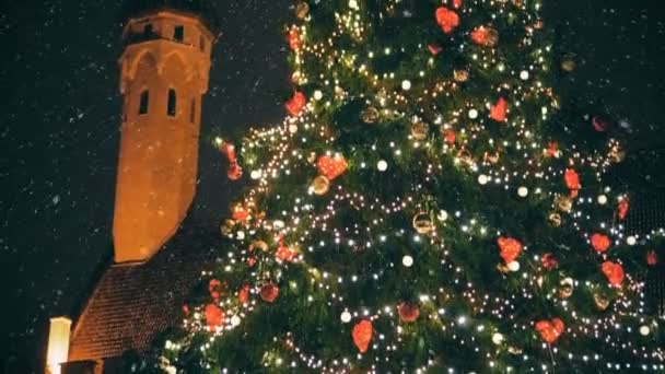 Noel ağacı Town Hall Meydanı. - Video, Çekim