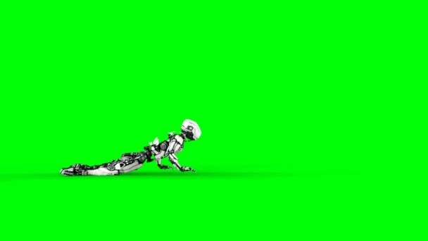 Roboter kriecht. realistische Bewegungen und Reflexionen. 4k Green Screen Filmmaterial. - Filmmaterial, Video