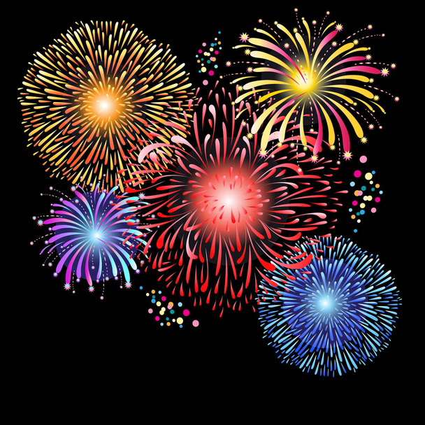 Magnifica grafica di fuochi d'artificio multicolore
  - Vettoriali, immagini