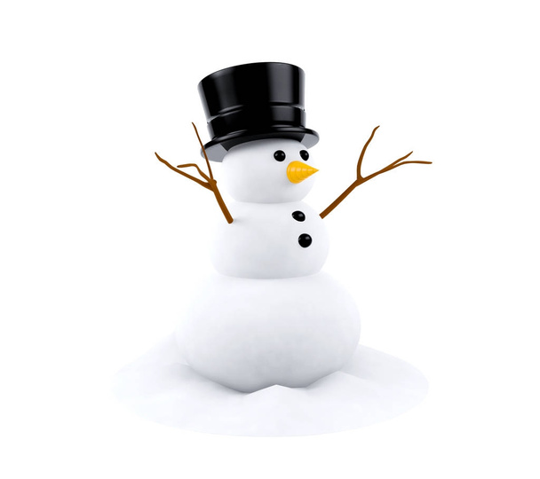 Снеговик изолирован на белом фоне, 3D рендеринг
 - Фото, изображение