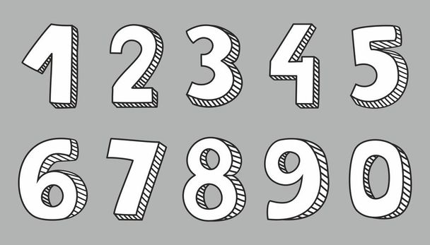Ručně kreslenou bílá vektor čísel izolovaných na šedém pozadí - Vektor, obrázek