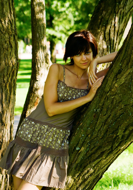 Woman with Tree - Фото, изображение