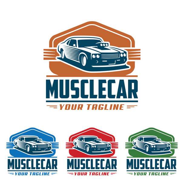 Muscle car logo, retro logo tarzı, vintage logo - Vektör, Görsel