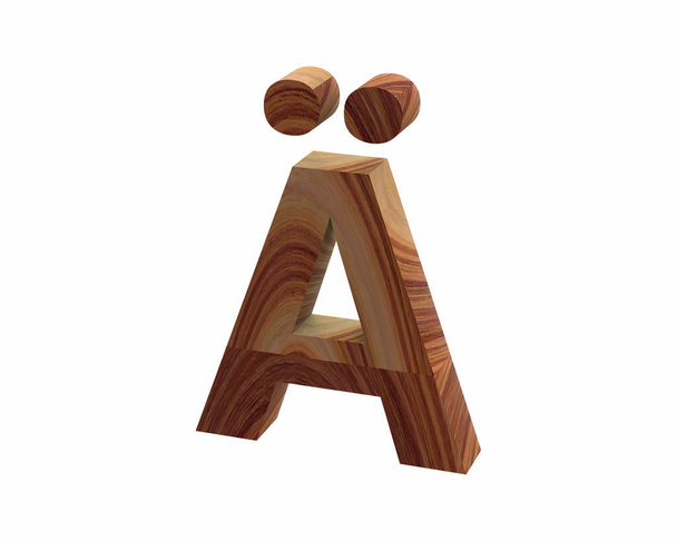 hout Alt0196 lettertype 3d render - Foto, afbeelding