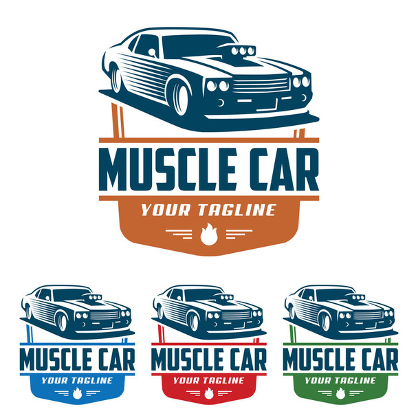 Muscle car logo, styl retro logo, vintage logo - Wektor, obraz