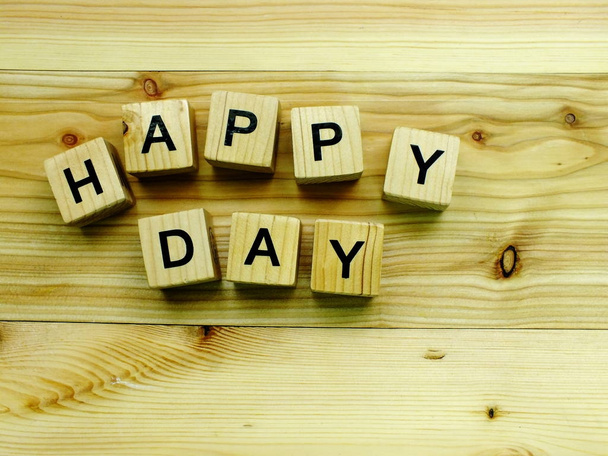 happy day wooden block - Fotó, kép