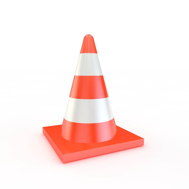 Naranja cono de tráfico con rayas blancas
 - Foto, imagen