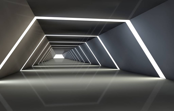 Abstract tunnel with gaps, with a reflective floor and ceiling - Photo, Image