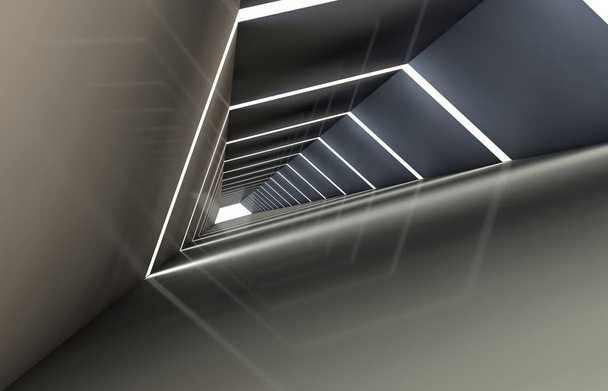 Abstrakti tunneli aukkoja, jossa heijastava lattia ja katto
 - Valokuva, kuva