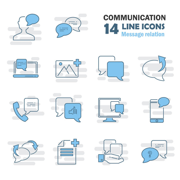 Conjunto de iconos universales de línea de relación de mensaje para diseño web y móvil
 - Vector, imagen