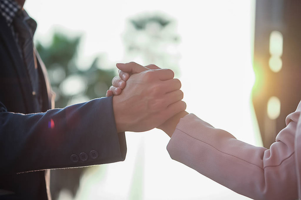 Business partnership meeting concept. Successful business handshaking after good deal. Horizontal  blurred background - Foto, Imagem