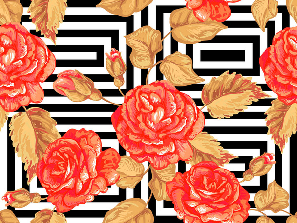 Seamless pattern with roses. Rose floral design vector backgroun - Вектор,изображение