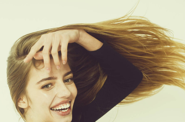 Happy pretty girl with long blond hair - Foto, imagen