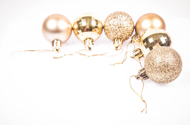 Christmas balls on white background, with space for your text - Foto, Imagem