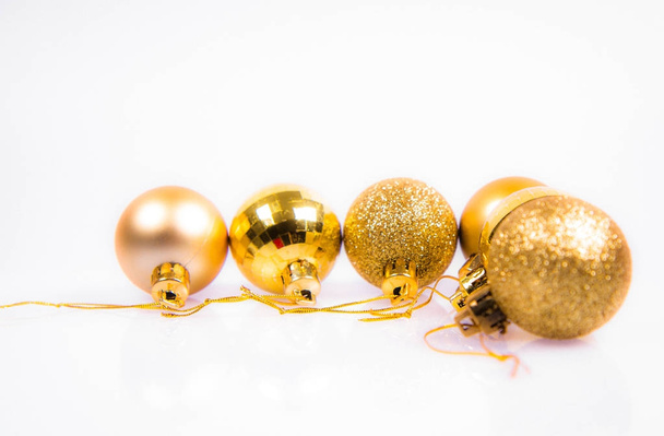 Christmas balls on white background, with space for your text - Фото, зображення