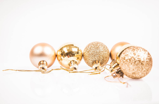 Christmas balls on white background, with space for your text - Photo, Image