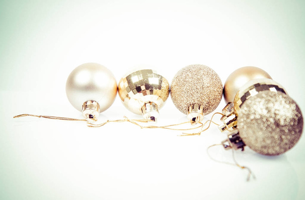 Christmas balls on white background, with space for your text - Photo, image