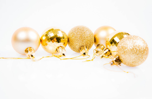 Christmas balls on white background, with space for your text - 写真・画像