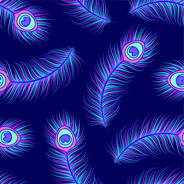 vzorek s barevnými paví pera - Vektor, obrázek