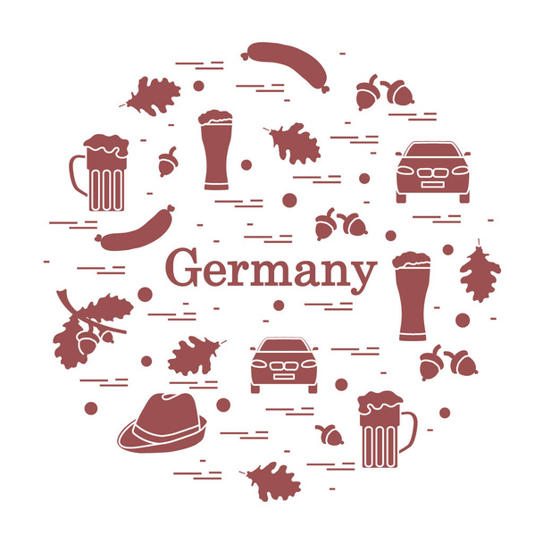 Vector illustration with various symbols of Germany arranged in  - Vektor, Bild
