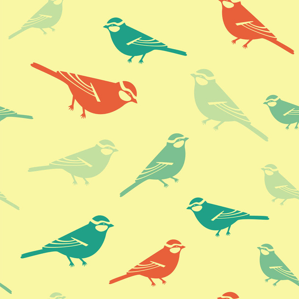 Birds colored background watermellon pattern - Vektor, kép