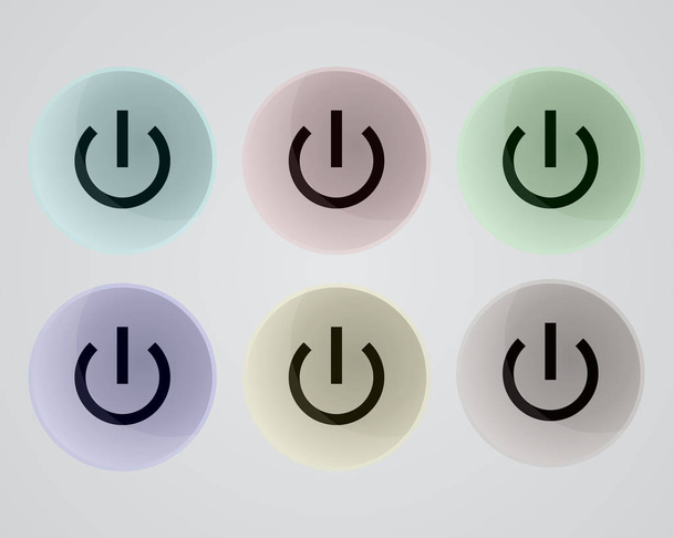 Botones de inicio de cristal de color, botón de encendido
. - Vector, imagen