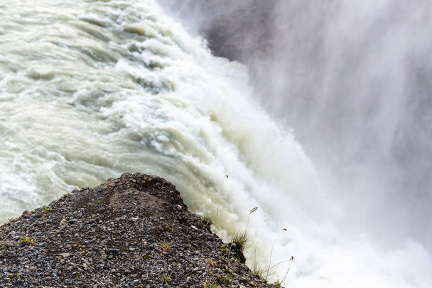 edge of canyon of Gullfoss waterfall in autumn - Photo, Image