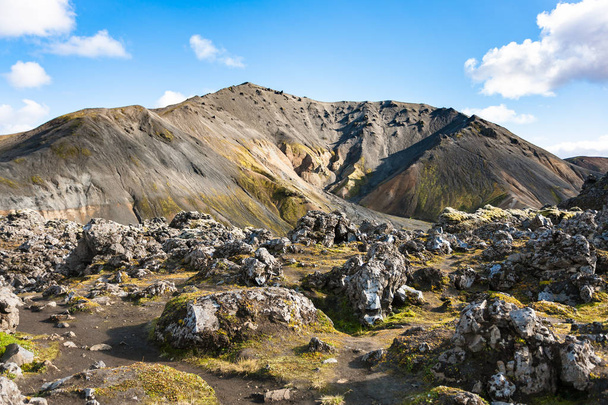 vulkaan en op Laugahraun lava field in IJsland - Foto, afbeelding