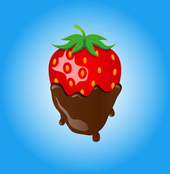 Strawberry dipped in chocolate - Vector, Image