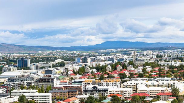 powyżej widok dzielnicy Midborg w Reykjaviku - Zdjęcie, obraz