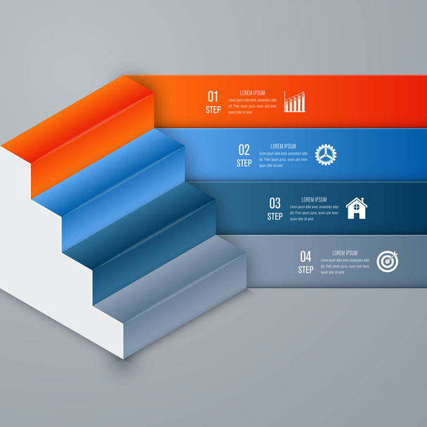 Business infographics template 4 steps with square - Vektor, Bild