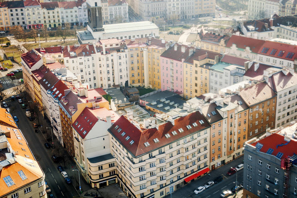 Praga edifícios característicos no centro da cidade vista aérea, República Checa
 - Foto, Imagem