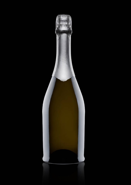 Bottle of yellow champagne on black  - Fotoğraf, Görsel