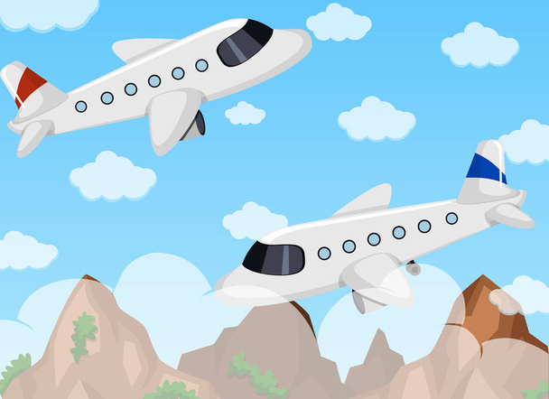 Dvě letadla letící na obloze - Vektor, obrázek