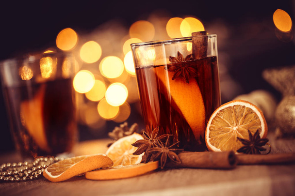 the Mulled wine in night celebration of  New Year party and deli - Foto, Bild