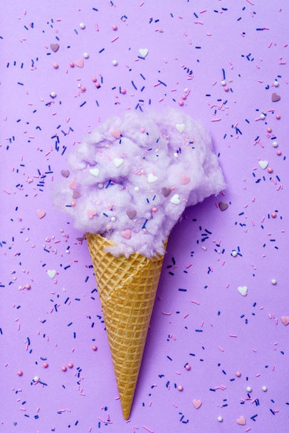 cotton candy with sugar sprinkles, close up - 写真・画像