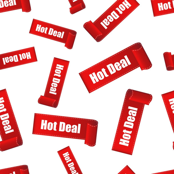 Hot deal sticker seamless pattern background. Business flat vect - Vector, imagen
