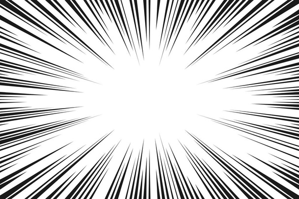  Black and white radial lines comics style backround. Manga action, speed abstract. Vector illustration - Vector, Image